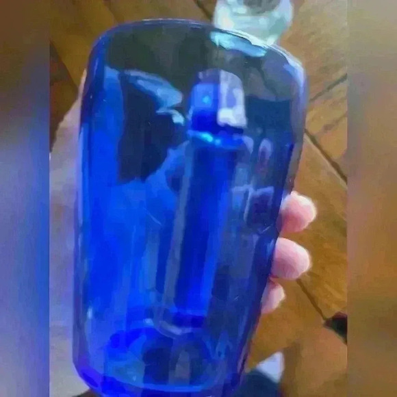 Shirley Temple 1930s Depression Blue Glass Pitcher 2pc - Picture 2 of 13